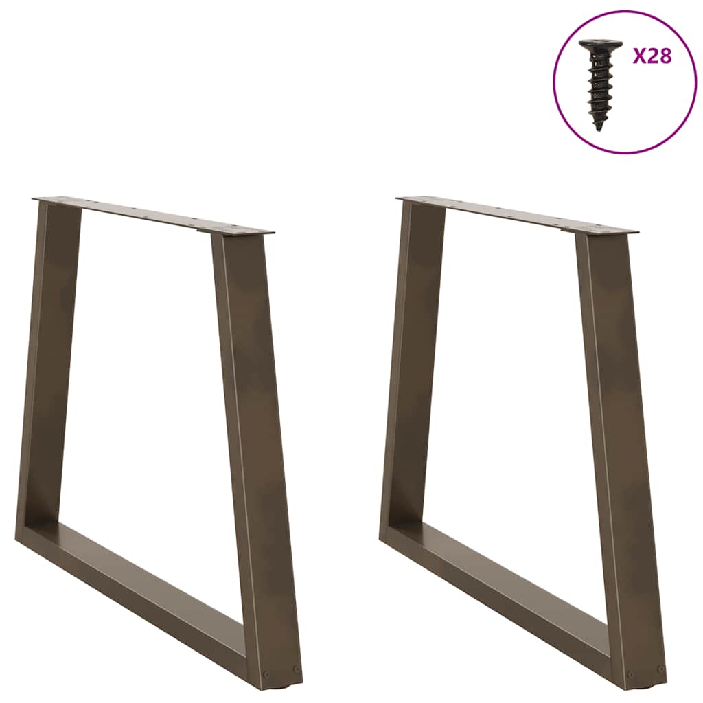 Pieds de table à manger en forme de V, 2 pièces, acier naturel, 90 x (72-73,3) cm - XIOS