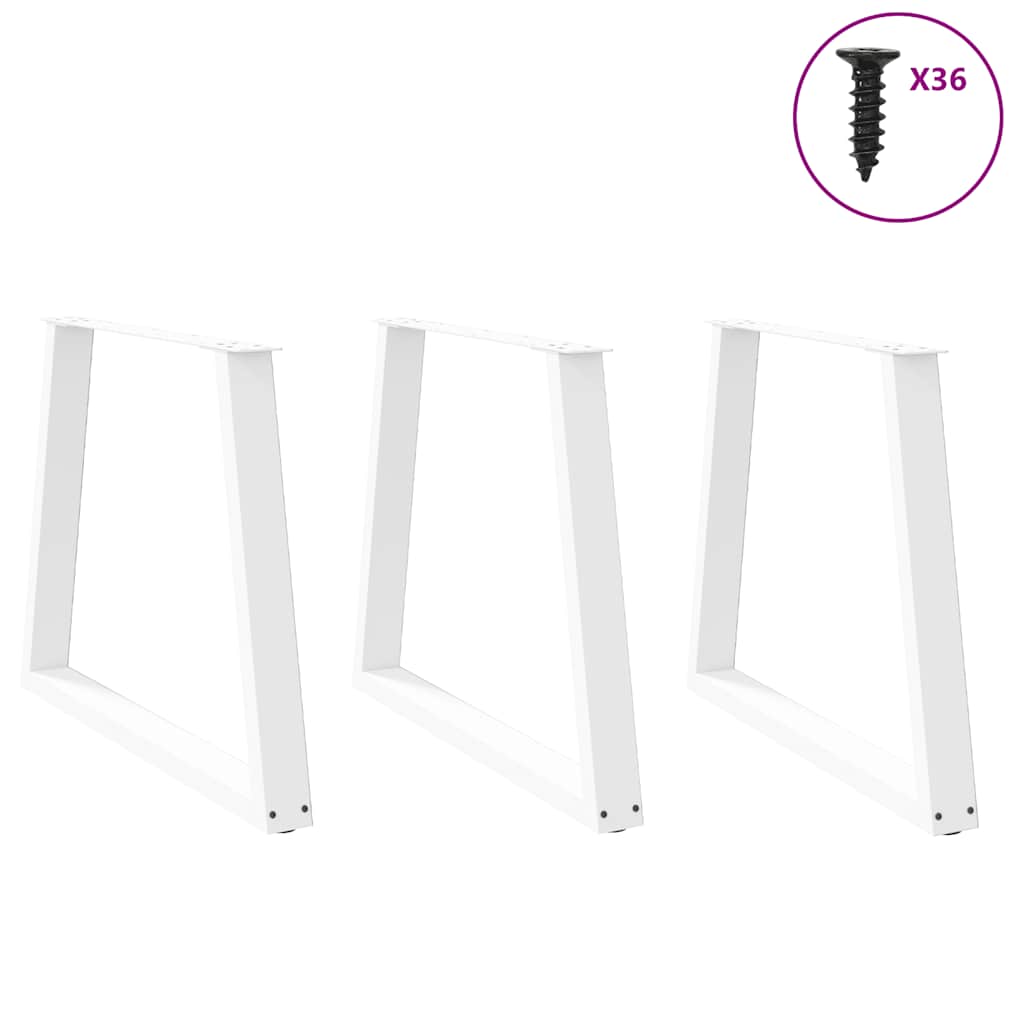 Pieds de table à manger en forme de V, 3 pièces, blanc, 70 x (72-73,3) cm, acier - XIOS