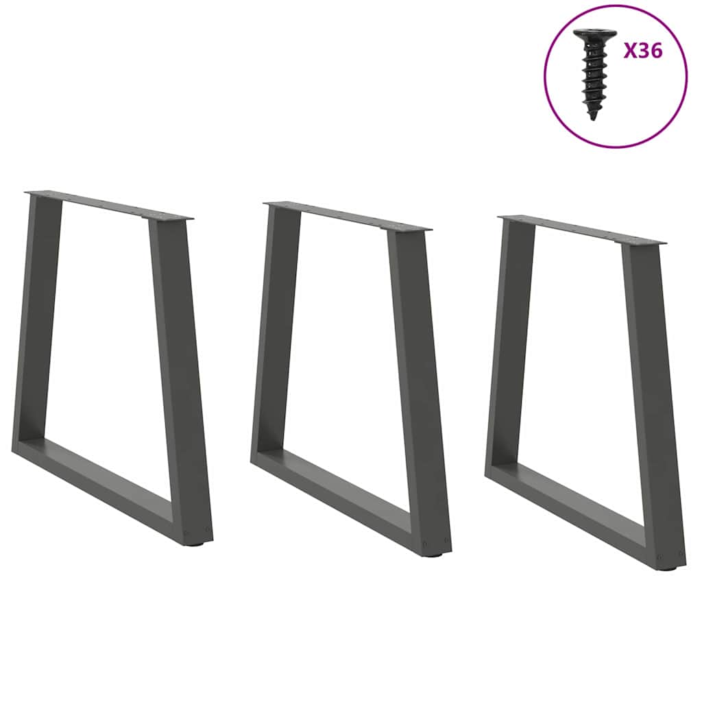 Pieds de table à manger en forme de V, 3 pièces, anthracite, 80 x (72-73,3) cm, acier - XIOS