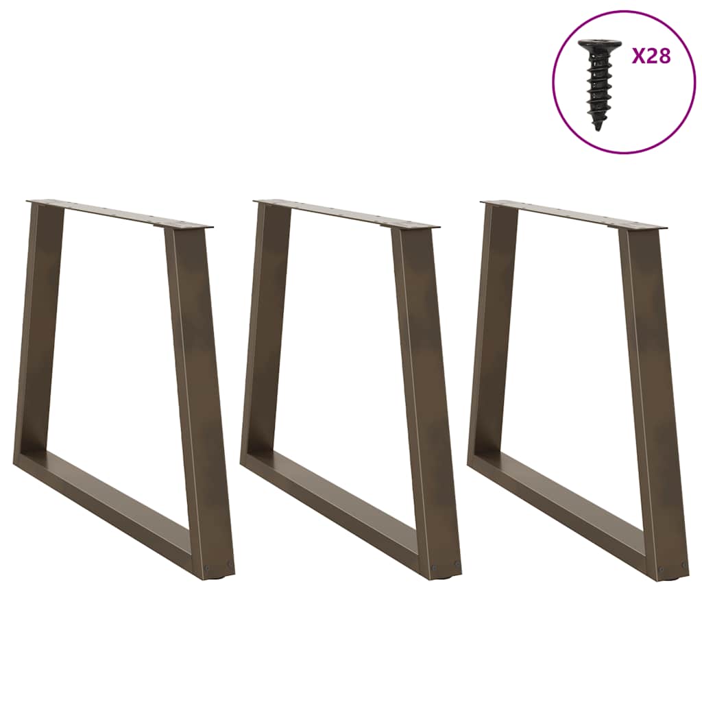 Pieds de table à manger en forme de V, 3 pièces, acier naturel, 90 x (72-73,3) cm - XIOS