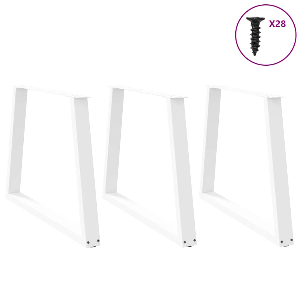 Pieds de table à manger en forme de V, 3 pièces, blanc, 100 x (72-73,3) cm, acier - XIOS