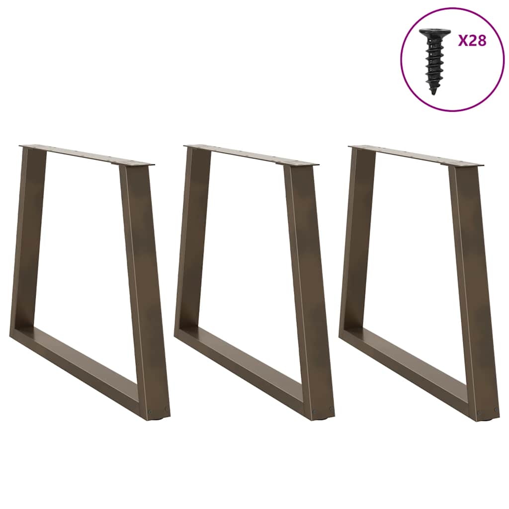 Pieds de table à manger en forme de V, 3 pièces, acier naturel, 100 x (72-73,3) cm - XIOS