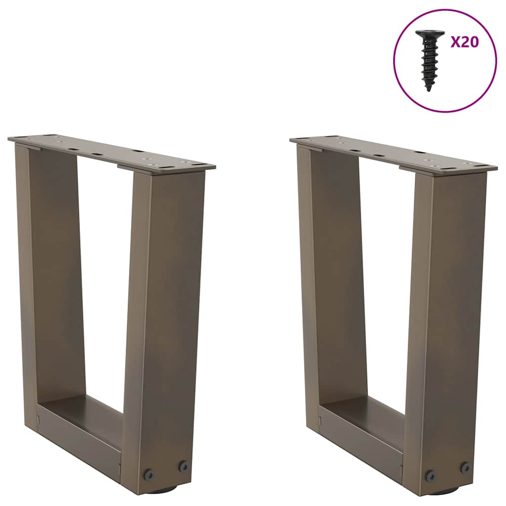 Pieds de table basse en forme de V, 2 pièces, acier naturel, 40 x (30-31,3) cm - XIOS