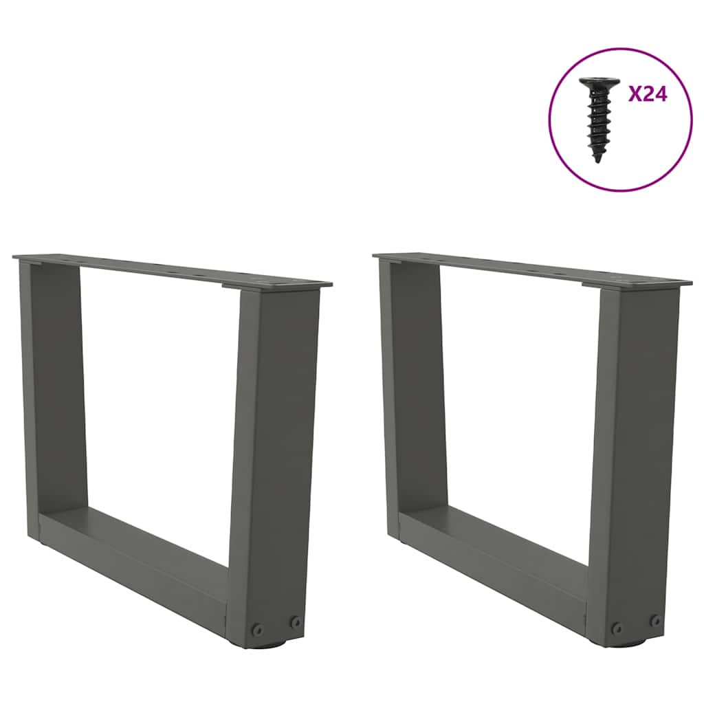 Pieds de table basse en forme de V, 2 pièces, anthracite, 50 x (30-31,3) cm, acier - XIOS
