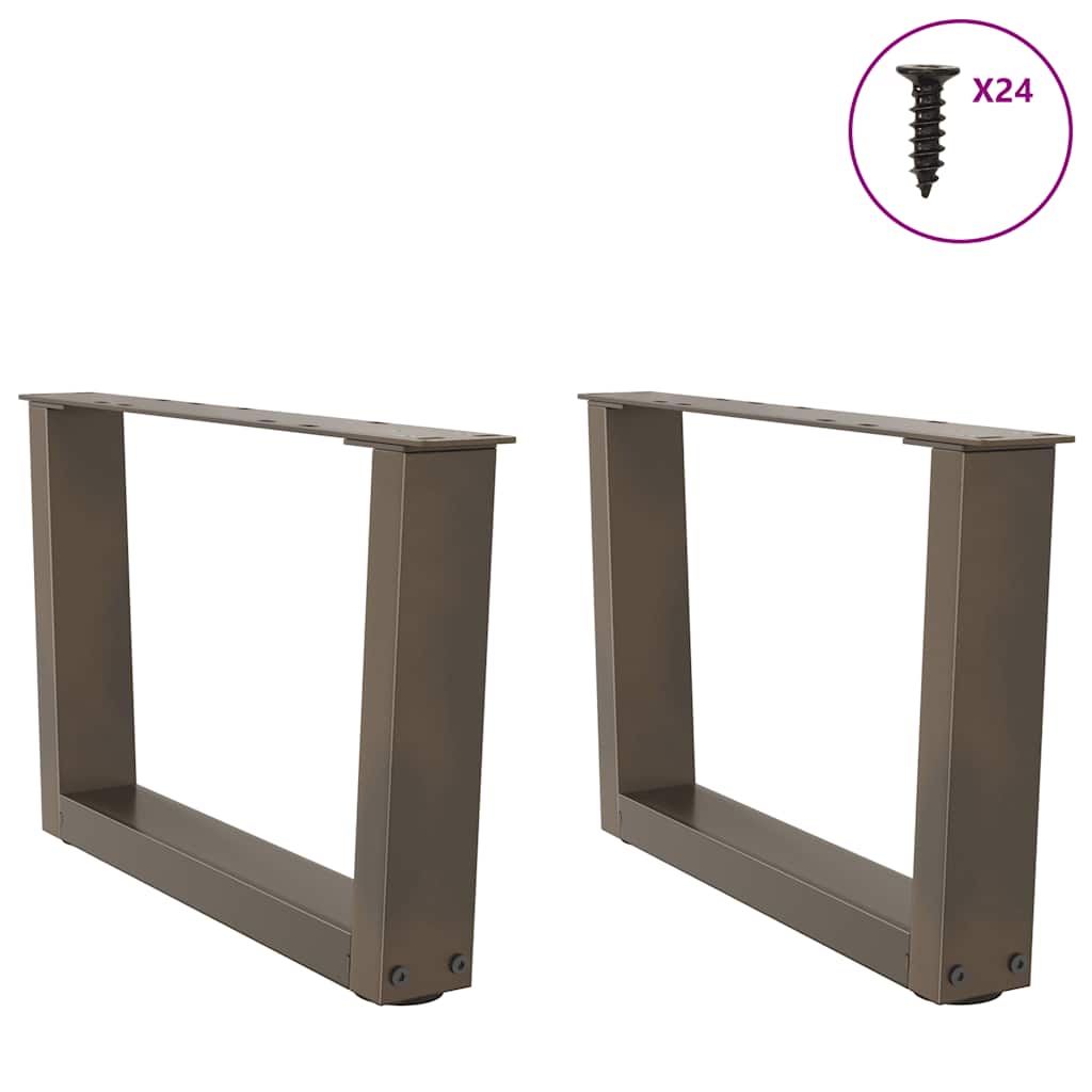 Pieds de table basse en forme de V, 2 pièces, acier naturel, 50 x (30-31,3) cm - XIOS