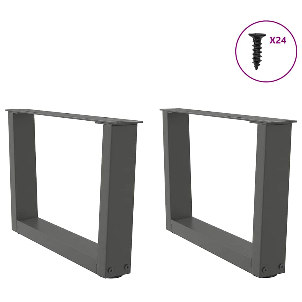 Pieds de table basse en forme de V, 2 pièces, anthracite, 60 x (30-31,3) cm, acier - XIOS