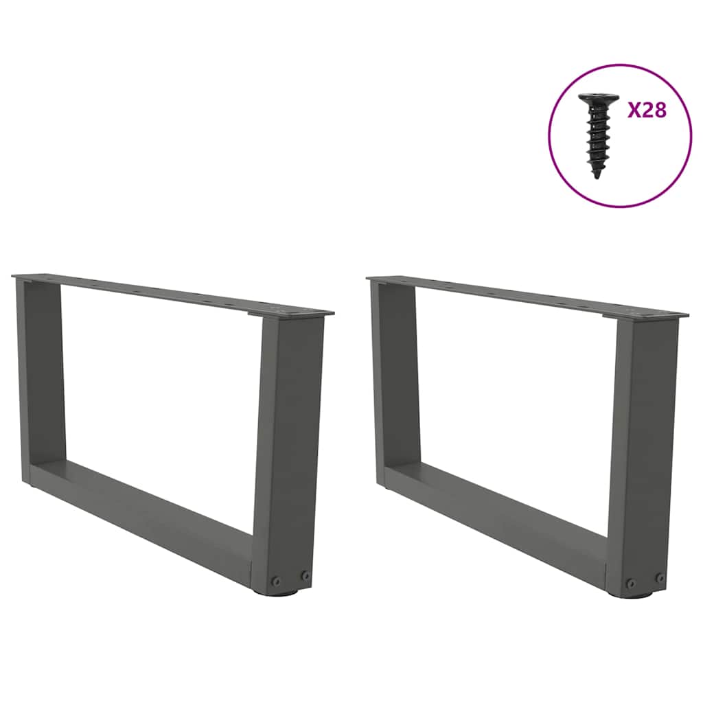 Pieds de table basse en forme de V, 2 pièces, anthracite, 70 x (30-31,3) cm, acier - XIOS