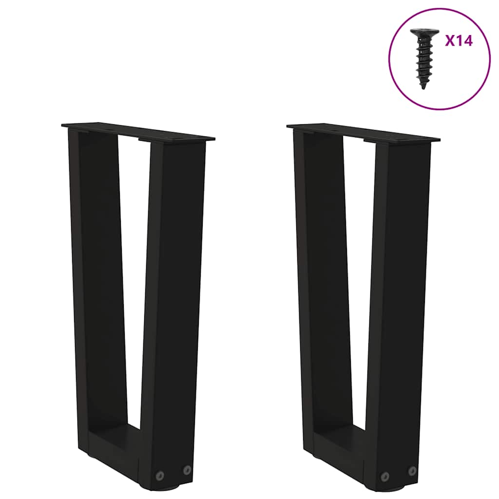 Pieds de table basse en forme de V 2 pièces Noir 28 x (42-43,3) cm Acier - XIOS