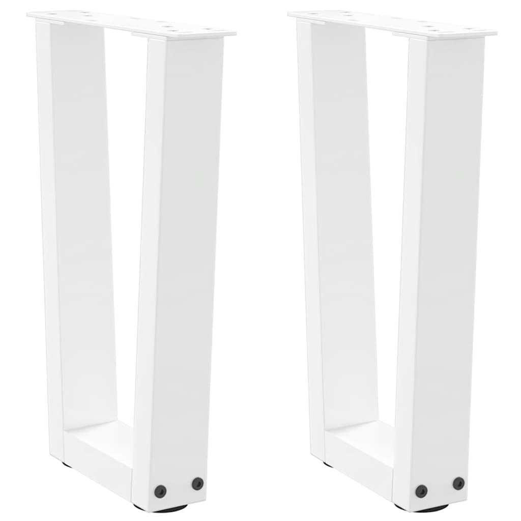 Pieds de table basse en forme de V, 2 pièces, blanc, 38 x (42-43,3) cm, acier - XIOS