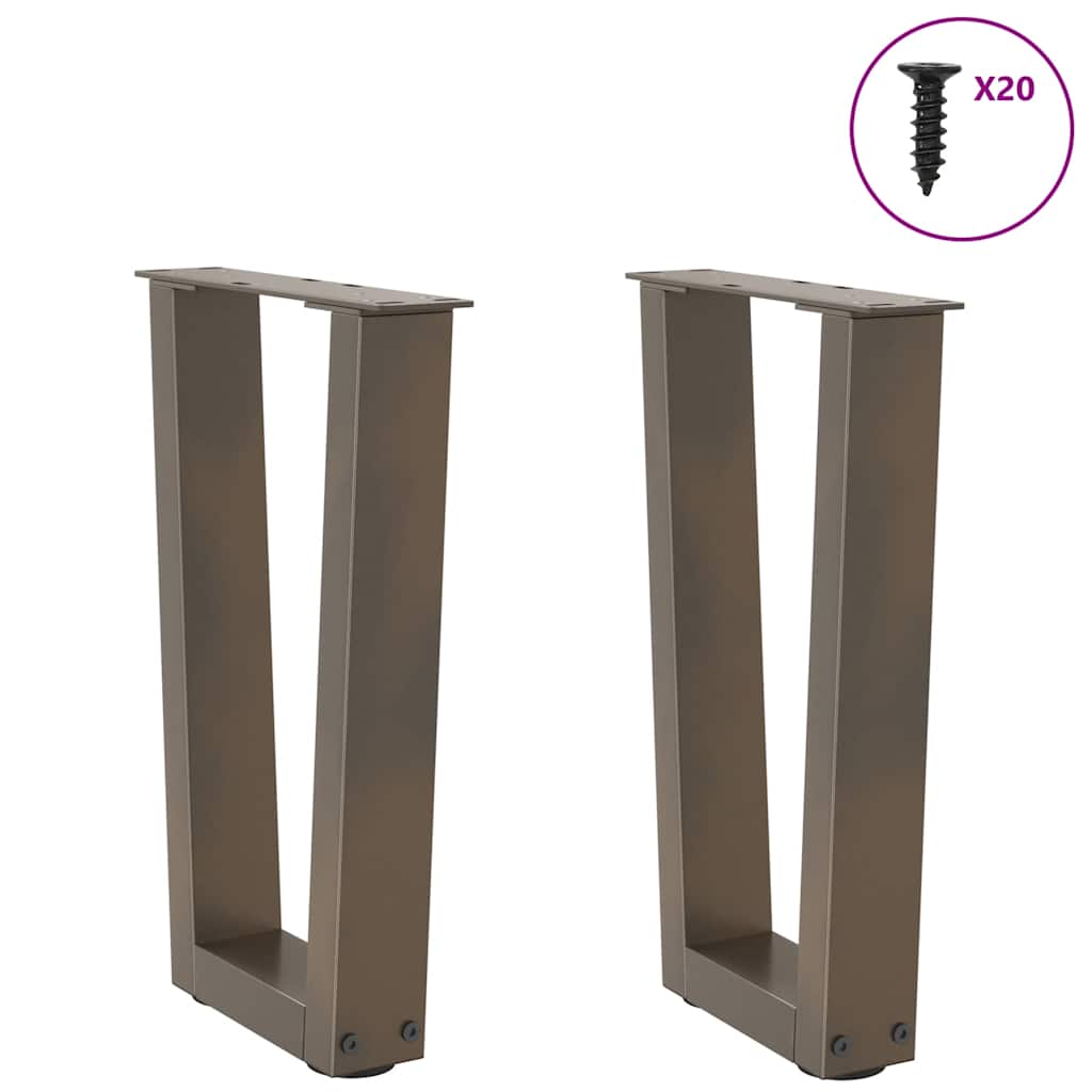 Pieds de table basse en forme de V, 2 pièces, acier naturel, 38 x (42-43,3) cm - XIOS