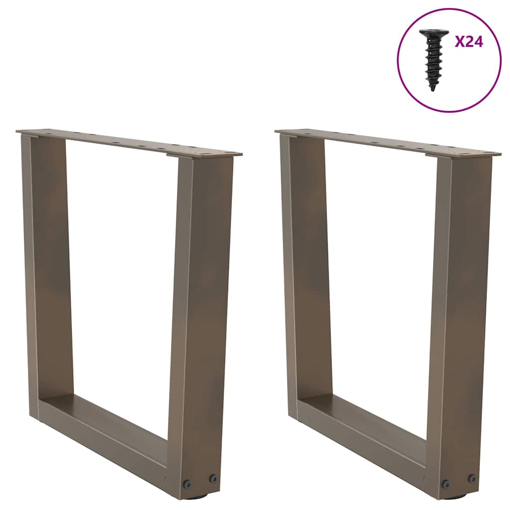Pieds de table basse en forme de V, 2 pièces, acier naturel, 60 x (42-43,3) cm - XIOS