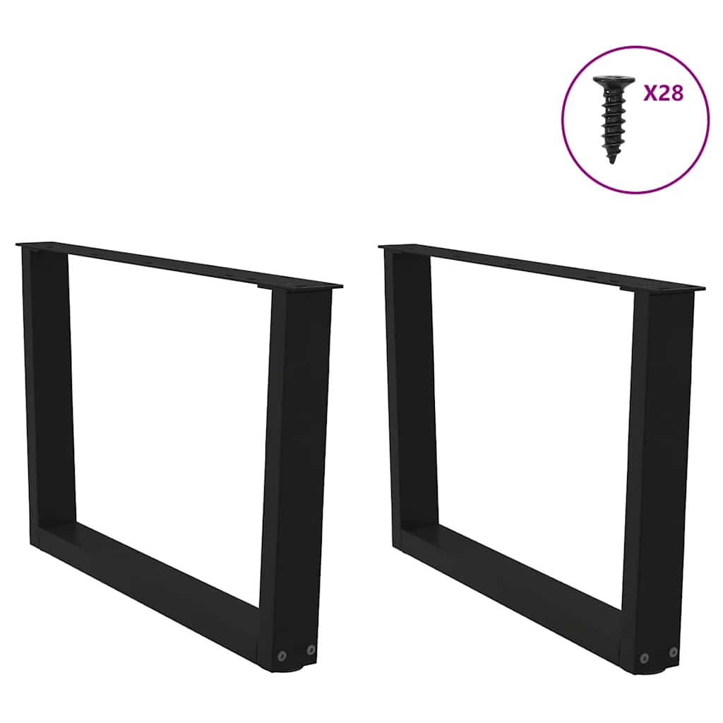 Pieds de table basse en forme de V, 2 pièces, noir, 70 x (42-43,3) cm, acier - XIOS