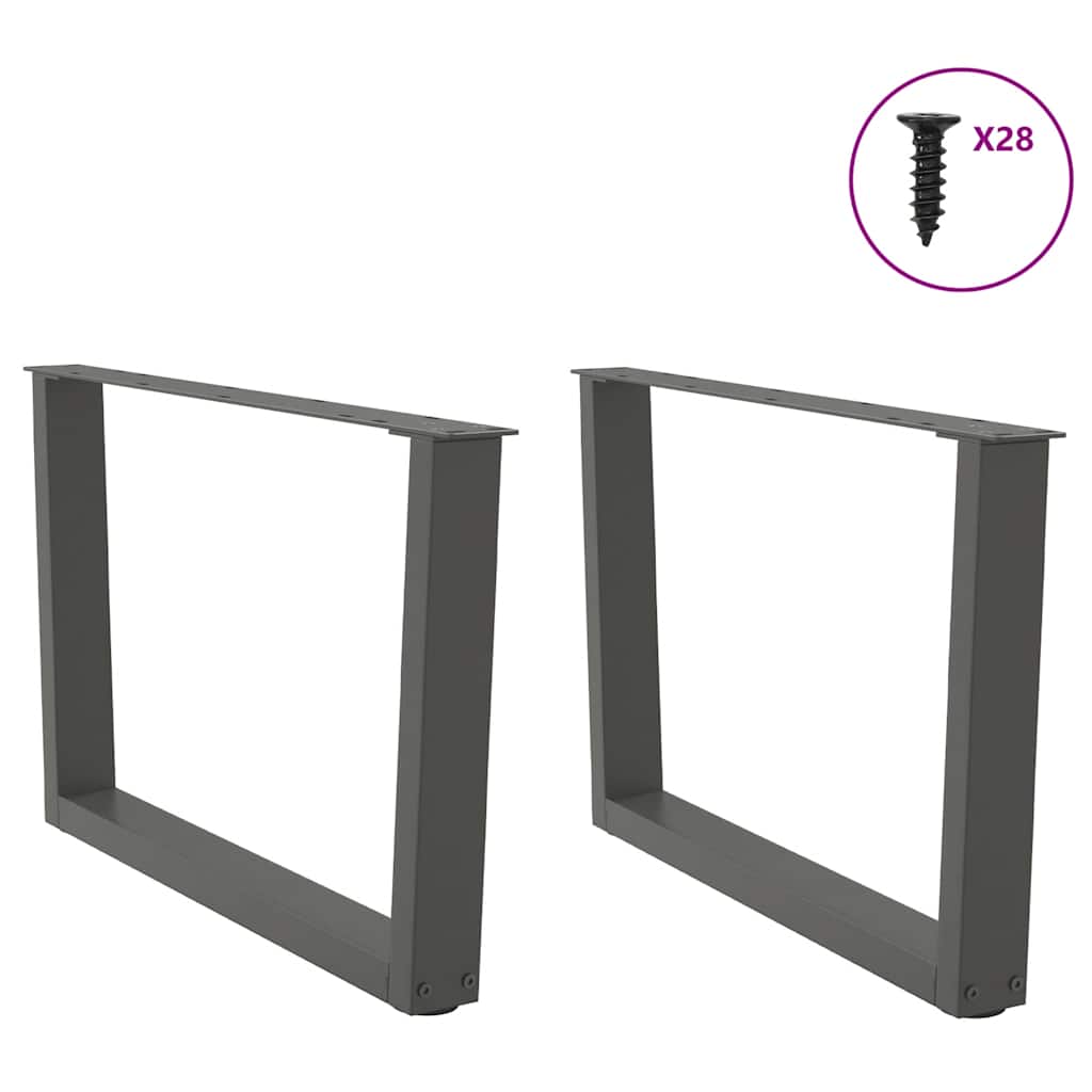 Pieds de table basse en forme de V, 2 pièces, anthracite, 70 x (42-43,3) cm, acier - XIOS