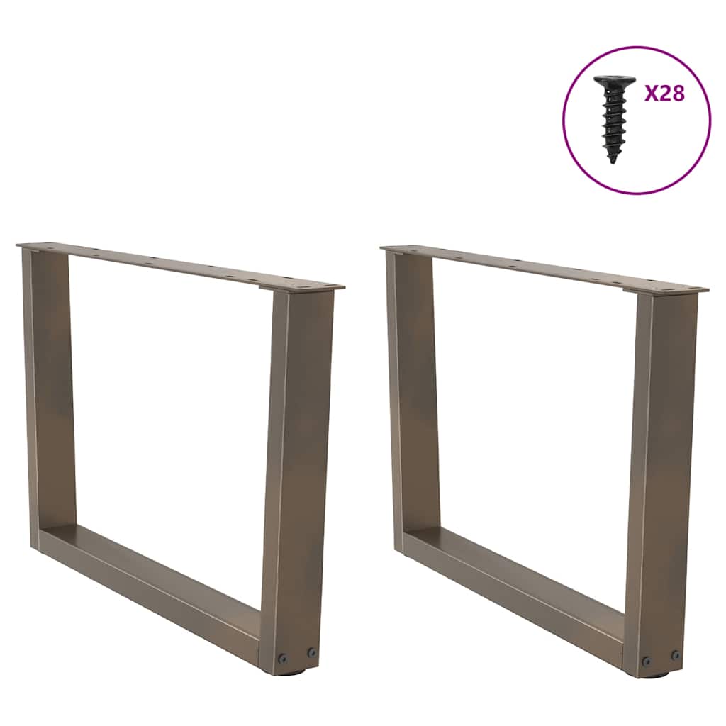 Pieds de table basse en forme de V, 2 pièces, acier naturel, 70 x (42-43,3) cm - XIOS