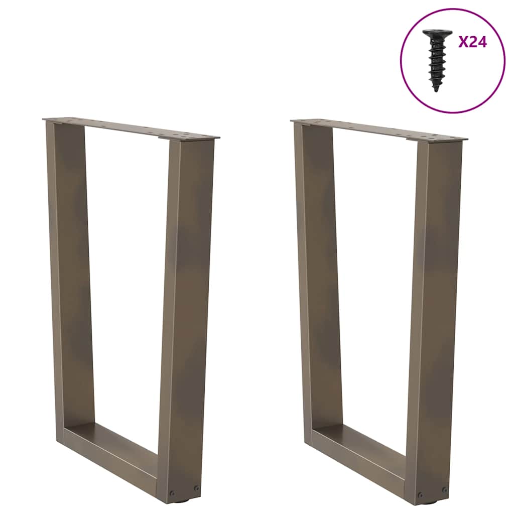 Pieds de table à manger en forme de V, 2 pièces, acier naturel, 60 x (72-73,3) cm - XIOS