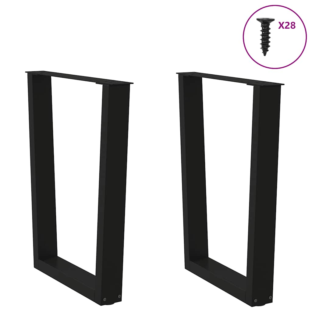 Pieds de table à manger en forme de V, 2 pièces, noir, 70 x (72-73,3) cm, acier - XIOS