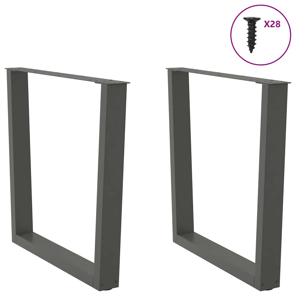 Pieds de table à manger en forme de V, 2 pièces, anthracite, 80 x (72-73,3) cm, acier - XIOS