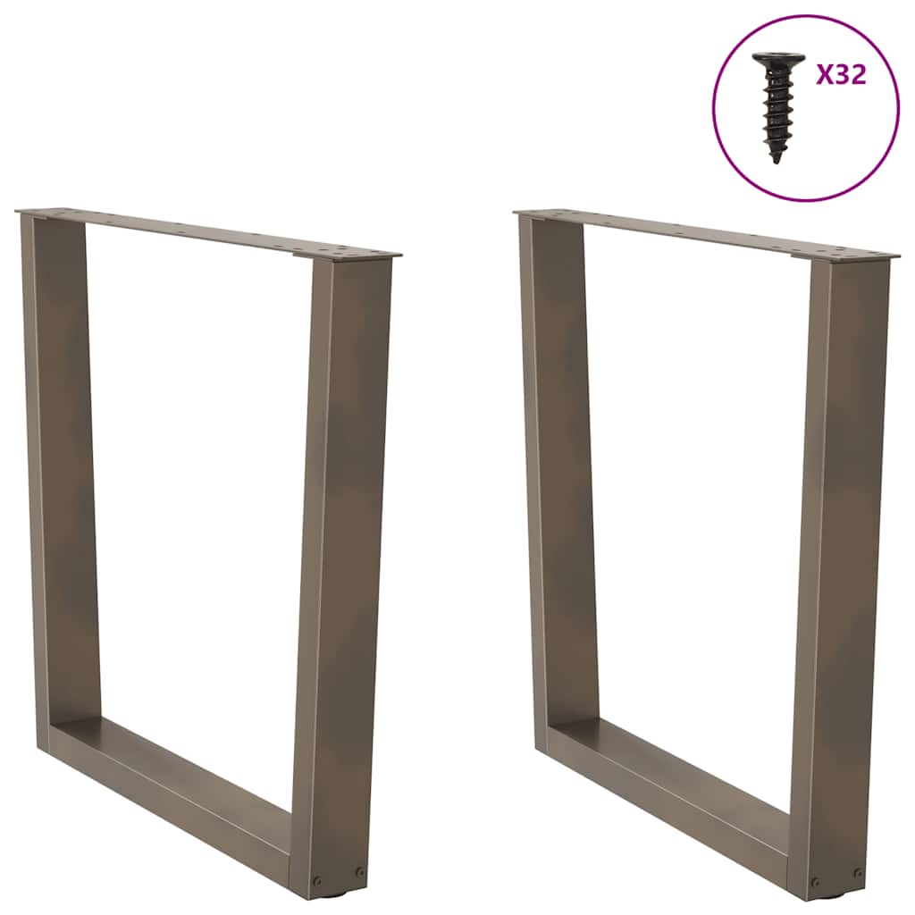 Pieds de table à manger en forme de V, 2 pièces, acier naturel, 90 x (72-73,3) cm - XIOS