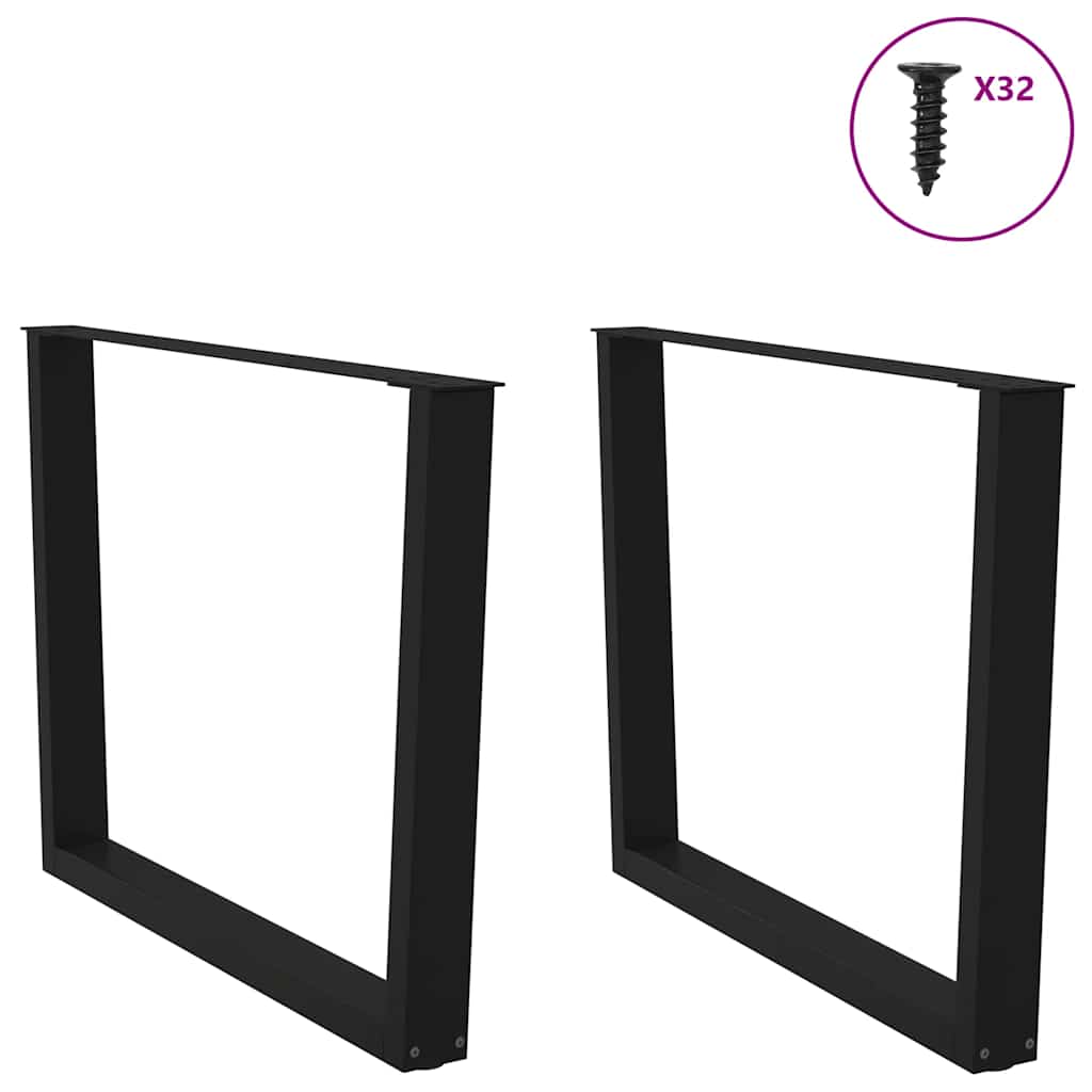 Pieds de table à manger en forme de V, 2 pièces, noir, 100 x (72-73,3) cm, acier - XIOS