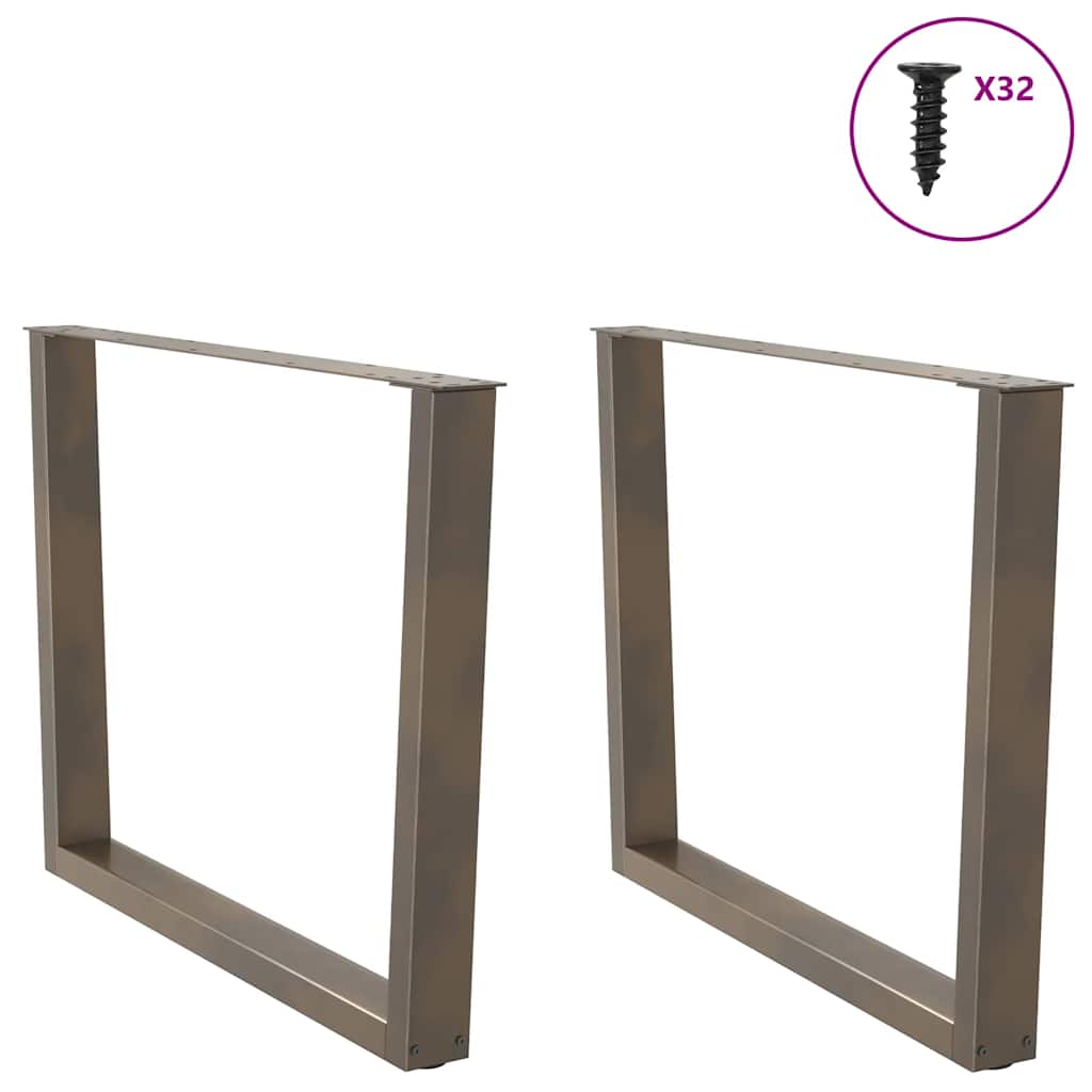 Pieds de table à manger en forme de V, 2 pièces, acier naturel, 100 x (72-73,3) cm - XIOS