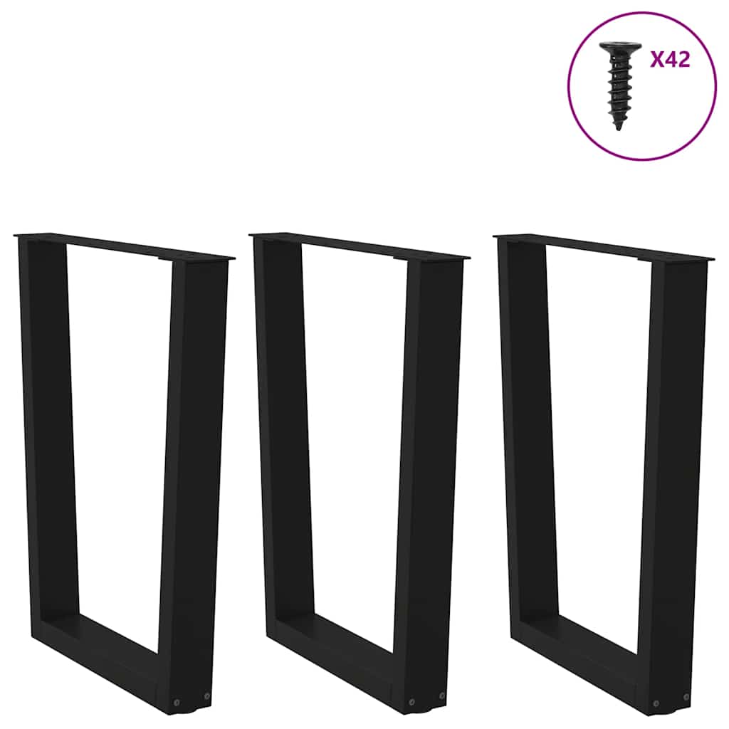 Pieds de table à manger en V 3 pièces Noir 70 x (72-73,3) cm Acier - XIOS