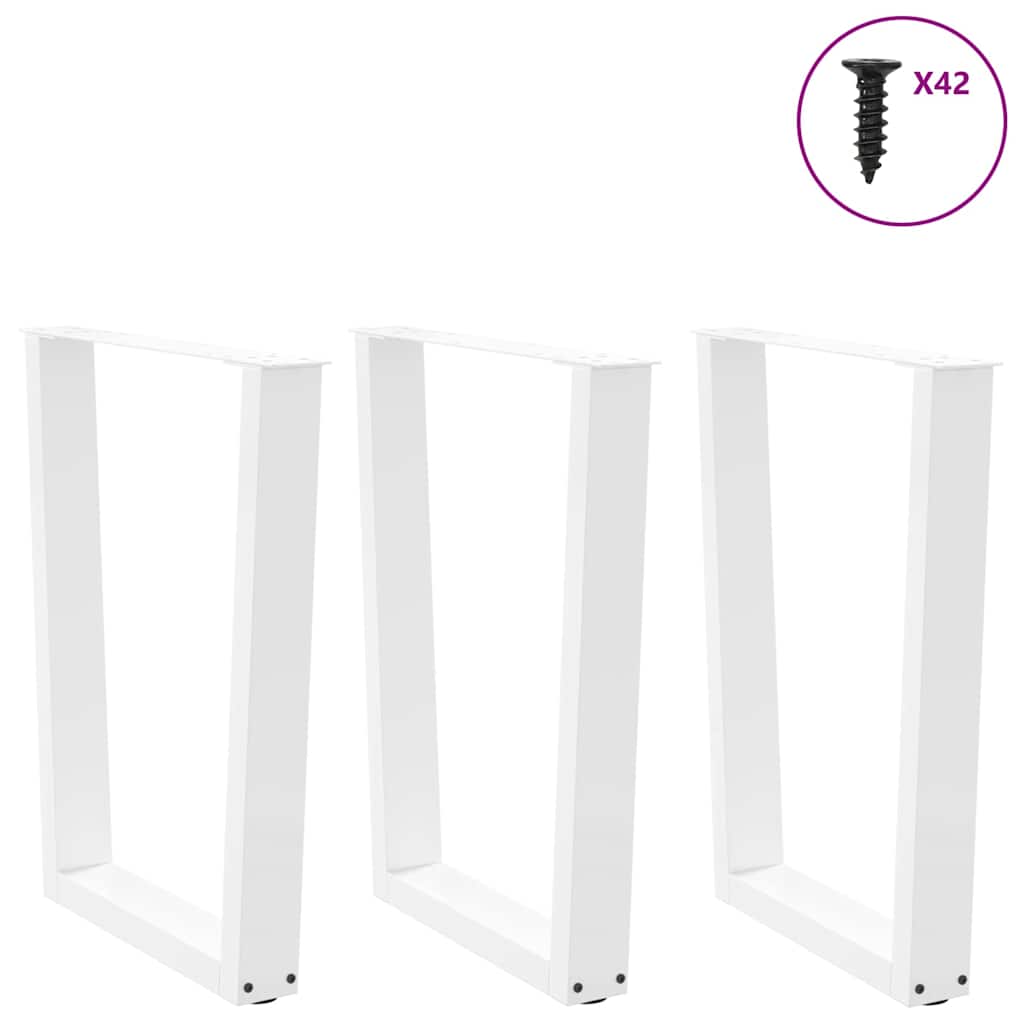 Pieds de table à manger en forme de V, 3 pièces, blanc, 70 x (72-73,3) cm, acier - XIOS
