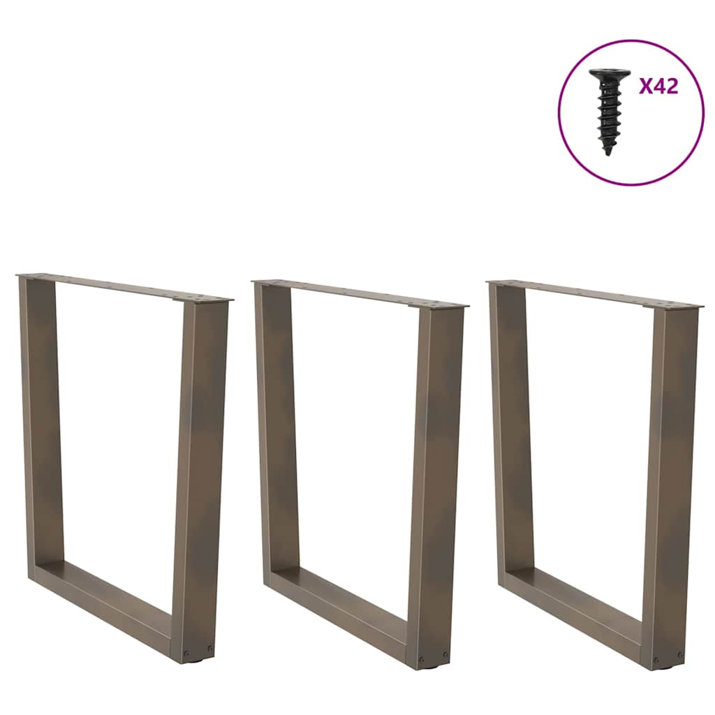 Pieds de table à manger en forme de V, 3 pièces, acier naturel, 90 x (72-73,3) cm - XIOS