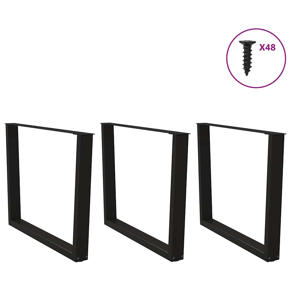 Pieds de table à manger en forme de V, 3 pièces, noir, 100 x (72-73,3) cm, acier - XIOS