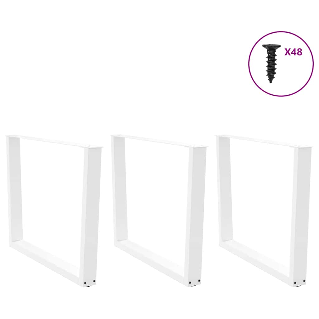 Pieds de table à manger en forme de V, 3 pièces, blanc, 100 x (72-73,3) cm, acier - XIOS