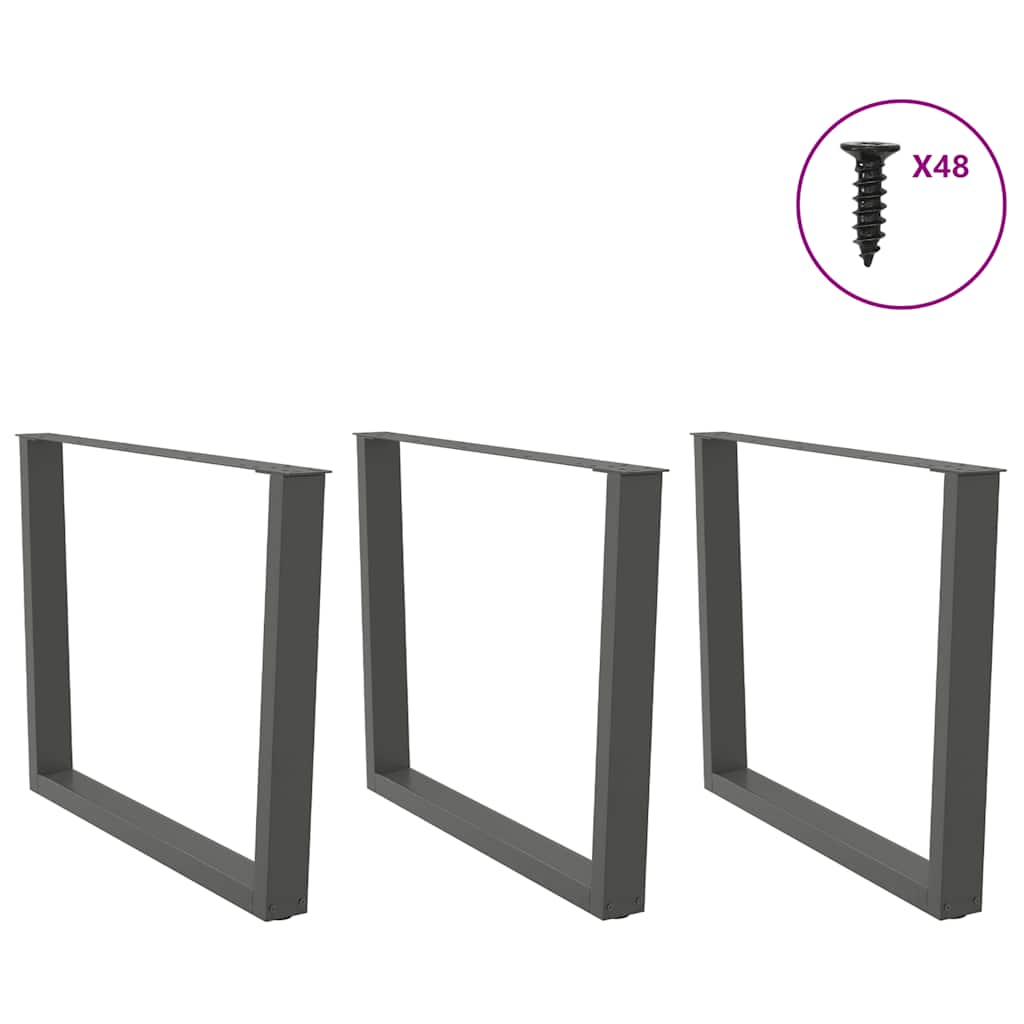 Pieds de table à manger en forme de V, 3 pièces, anthracite, 100 x (72-73,3) cm, acier - XIOS