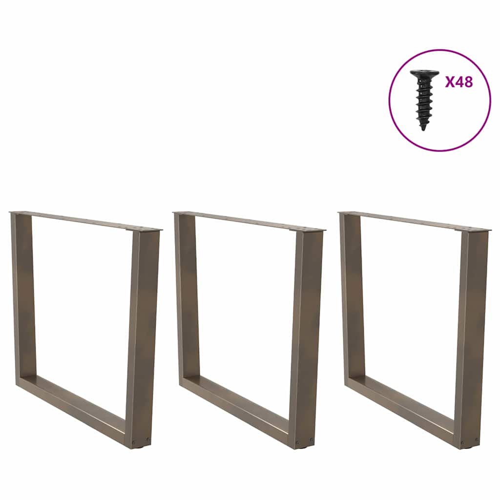 Pieds de table à manger en forme de V, 3 pièces, acier naturel, 100 x (72-73,3) cm - XIOS