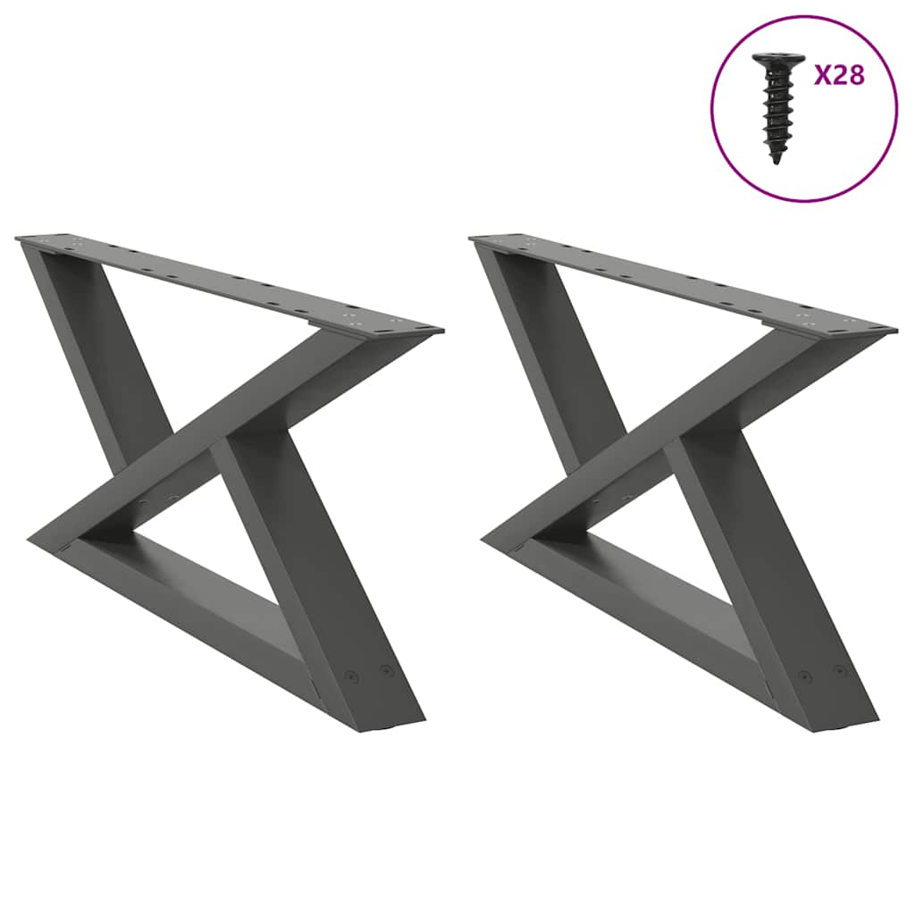 Pieds de table basse 2 pièces Anthracite 70 x (30-31,3) cm Acier - XIOS