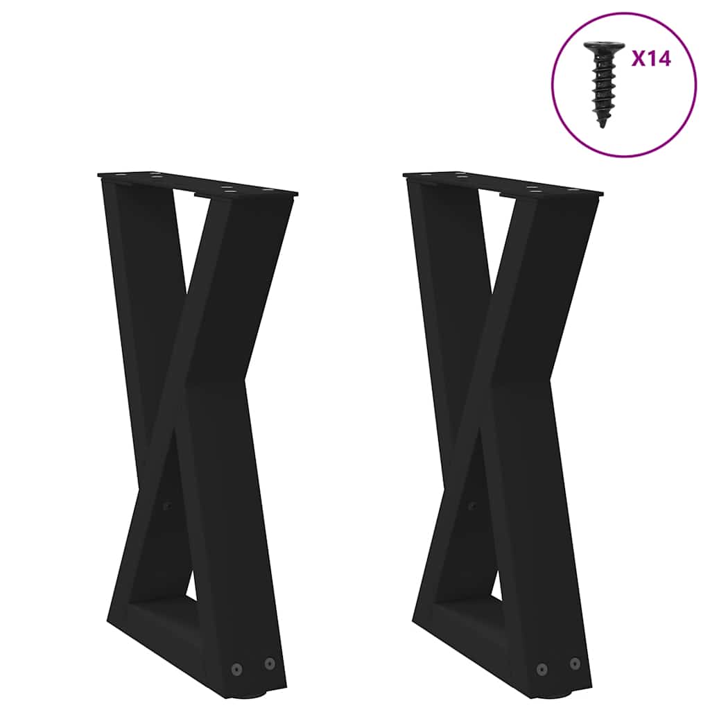 Pieds de table basse 2 pièces Noir 38 x (42-43,3) cm Acier - XIOS