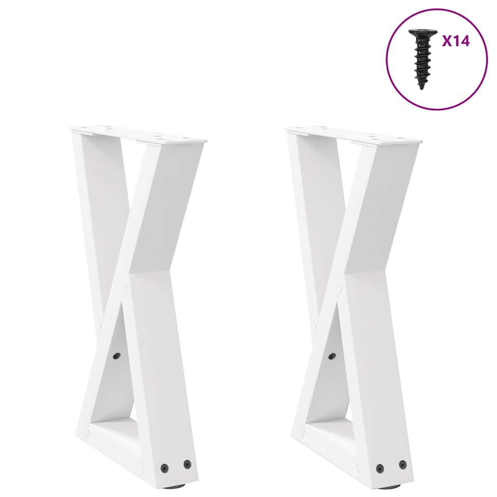 Pieds de table basse 2 pcs blanc 38x(42-43,3) cm acier Pieds de table vidaXL