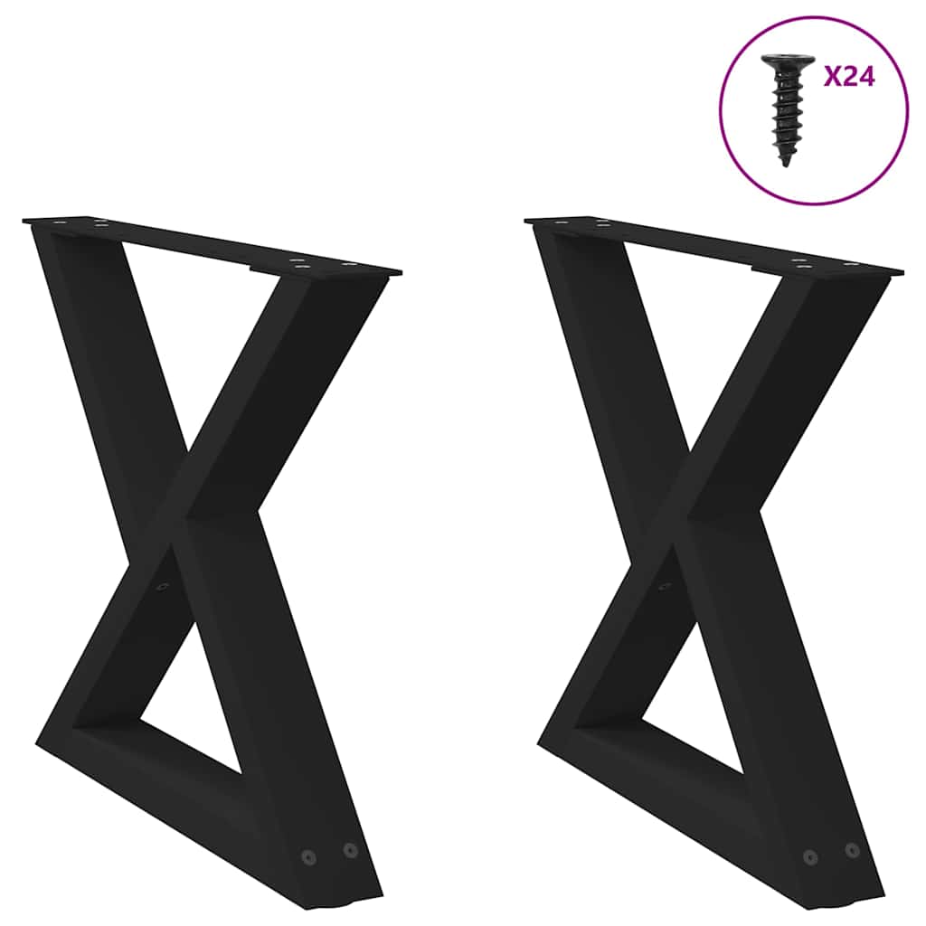 Pieds de table basse 2 pcs noir 60x(42-43,3) cm acier Pieds de table vidaXL
