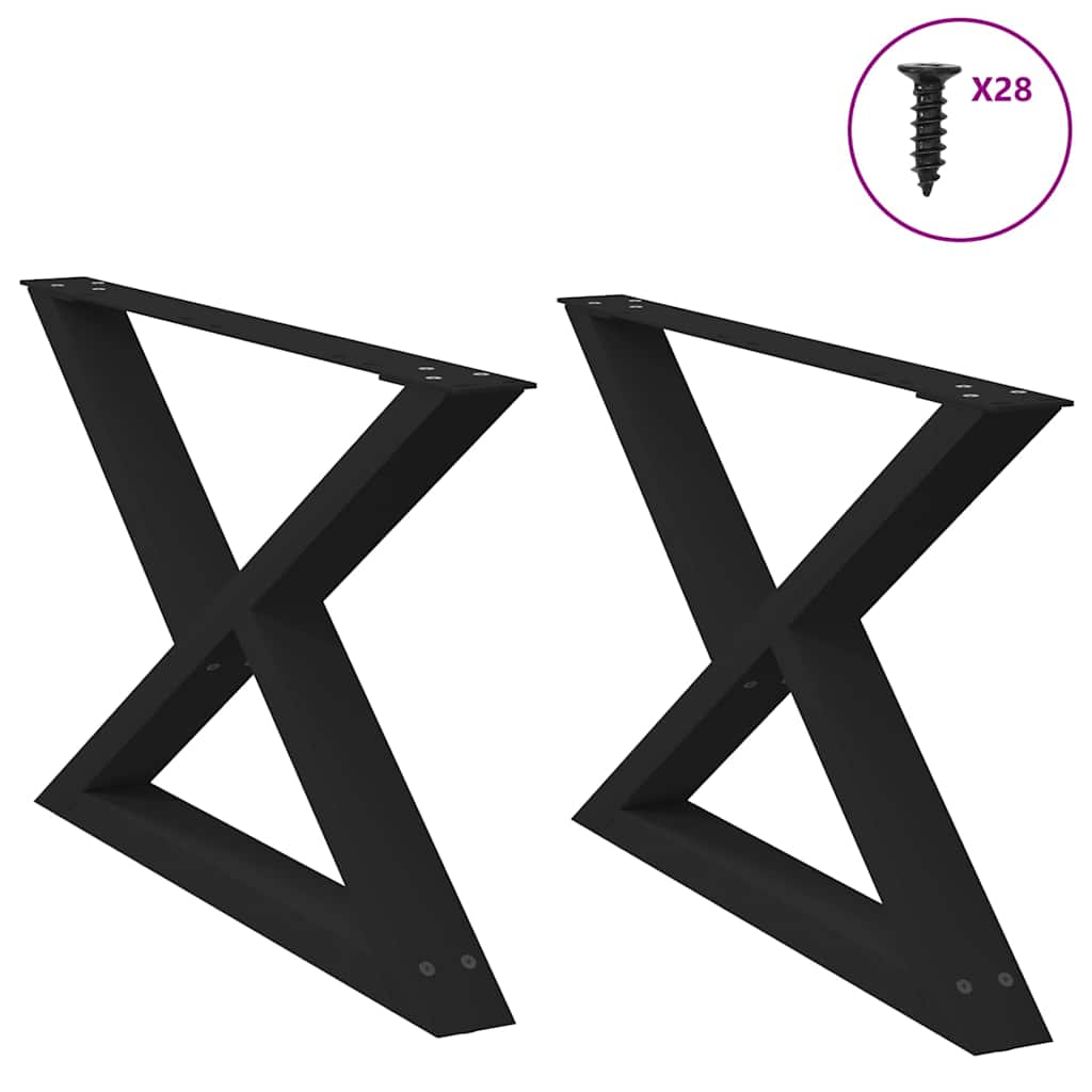 Pieds de table basse 2 pièces Noir 70 x (42-43,3) cm Acier - XIOS