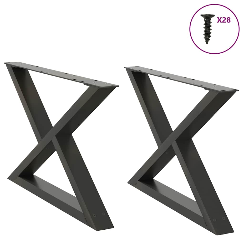 Pieds de table basse 2 pièces Anthracite 70 x (42-43,3) cm Acier - XIOS