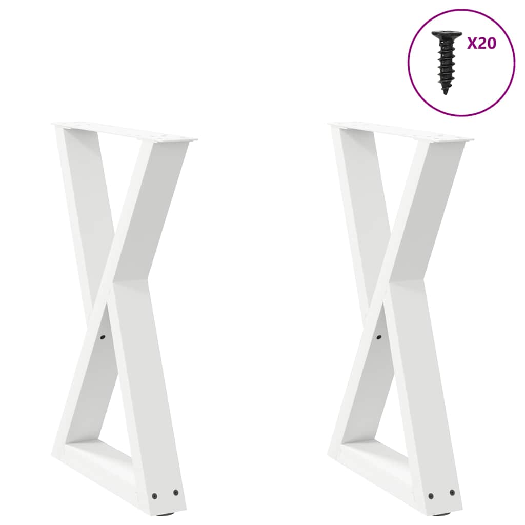 Pieds de table à manger 2 pièces Blanc 60 x (72-73,3) cm Acier - XIOS