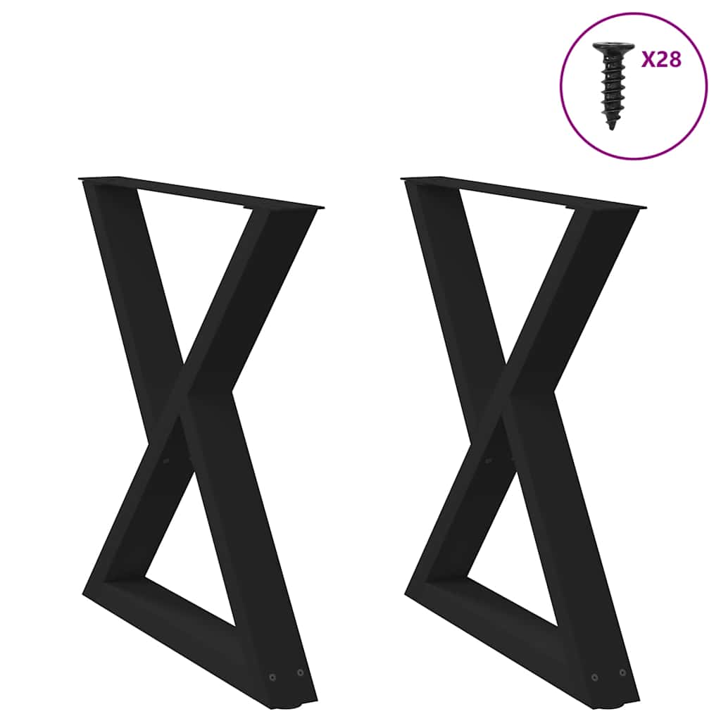 Pieds de table à manger 2 pièces Noir 70 x (72-73,3) cm Acier - XIOS