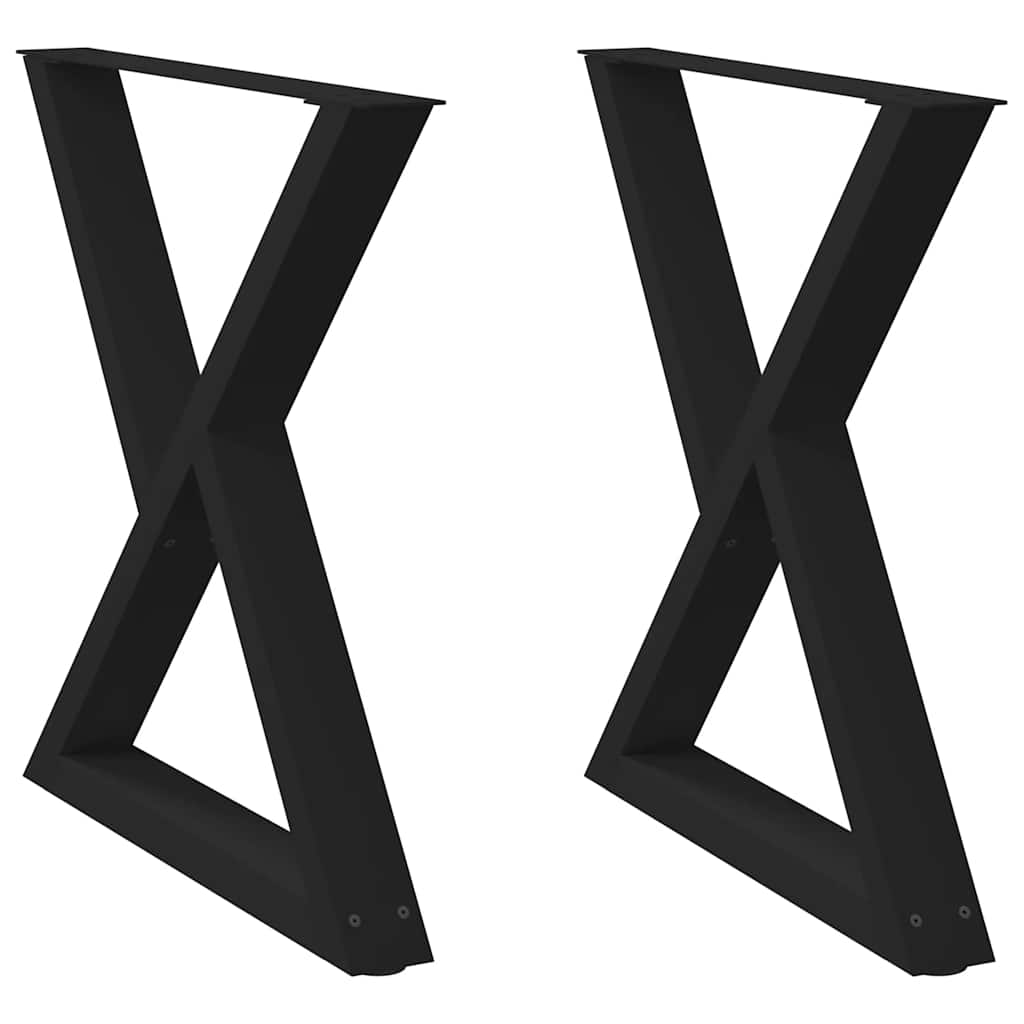 Pieds de table à manger 2 pièces Noir 70 x (72-73,3) cm Acier - XIOS
