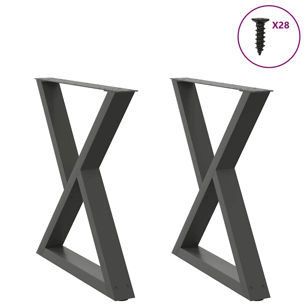 Pieds de table à manger 2 pièces Anthracite 70 x (72-73,3) cm Acier - XIOS