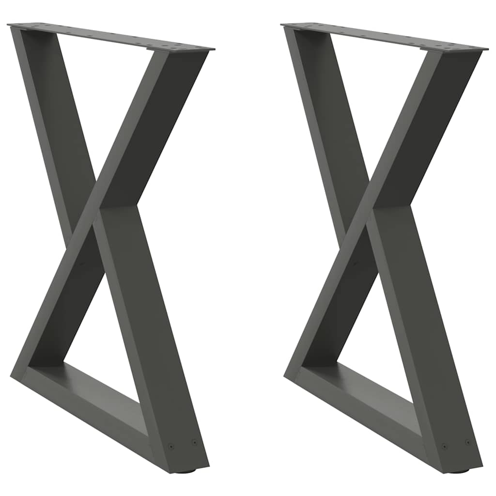 Pieds de table à manger 2 pièces Anthracite 70 x (72-73,3) cm Acier - XIOS