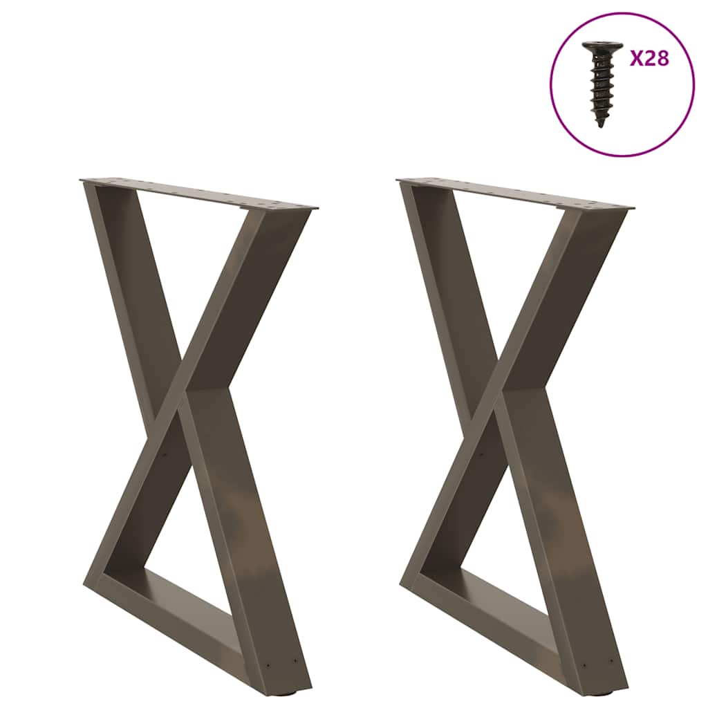 Pieds de table à manger 2 pièces Acier naturel 70 x (72-73,3) cm Acier - XIOS