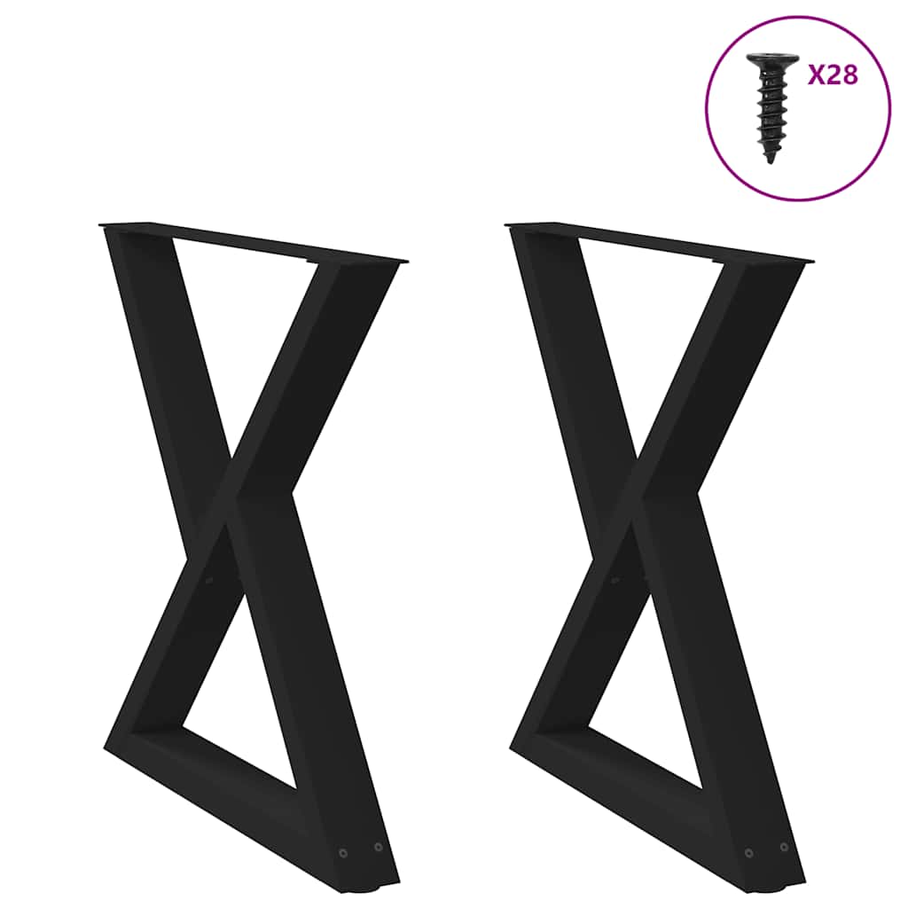 Pieds de table à manger 2 pièces Noir 80 x (72-73,3) cm Acier - XIOS