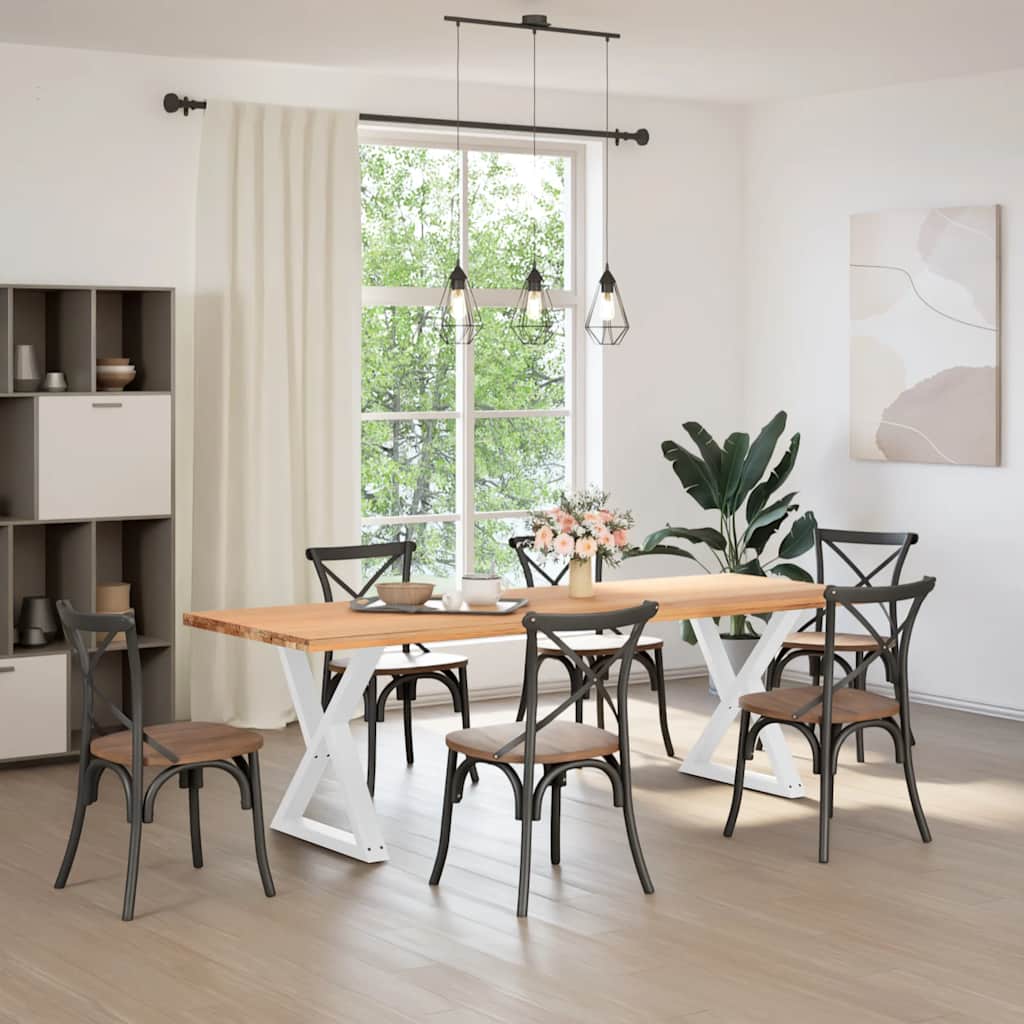 Pieds de table à manger 2 pièces Blanc 80 x (72-73,3) cm Acier - XIOS