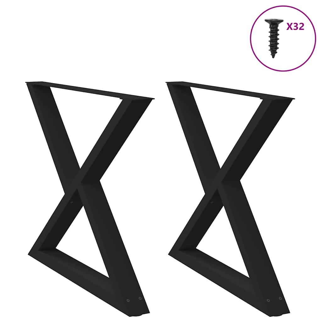 Pieds de table à manger 2 pièces Noir 90 x (72-73,3) cm Acier - XIOS