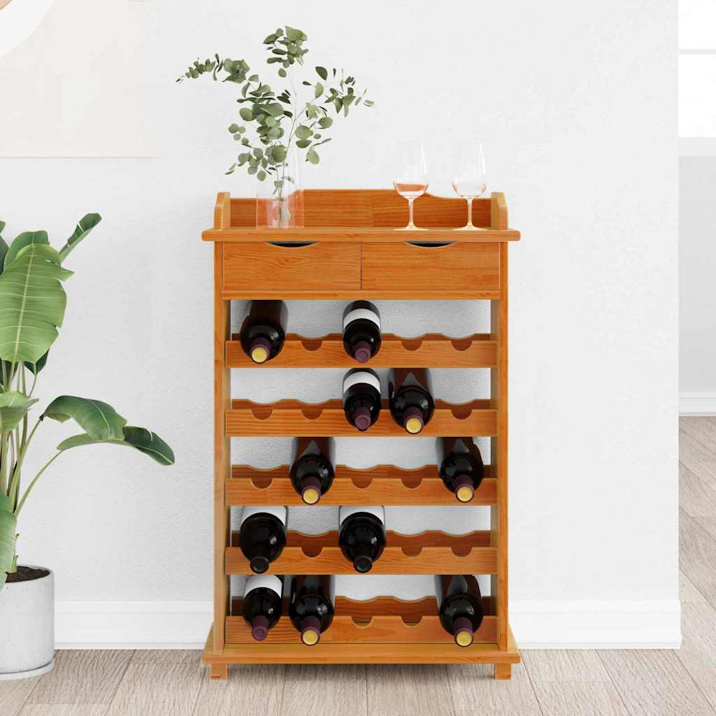 Étagère à vin Marron 90 x 60 x 30 cm Bois massif en pin - XIOS