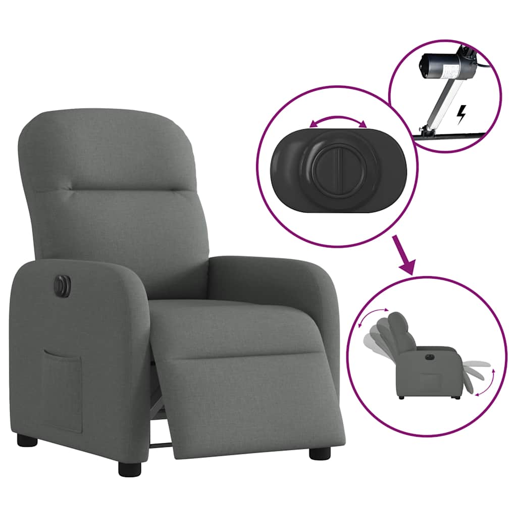 Fauteuil inclinable électrique Gris foncé Tissu - XIOS