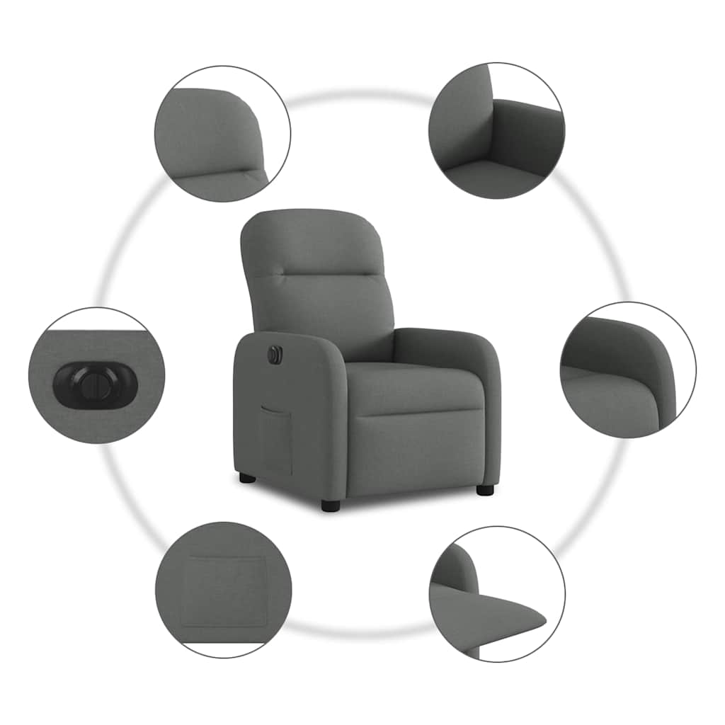 Fauteuil inclinable électrique Gris foncé Tissu - XIOS