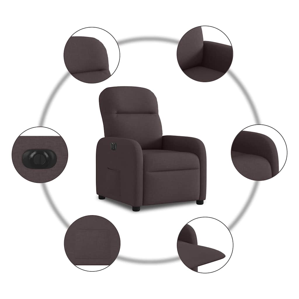 Fauteuil inclinable électrique Marron foncé Tissu - XIOS